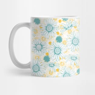 Summer Yellow and Blue Daisy Flowers Texture Background Mug